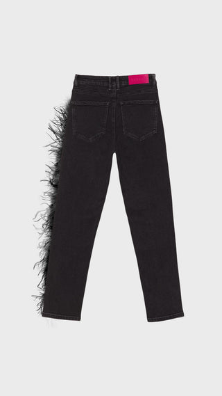 P91 JEANS WITH FEATHERS