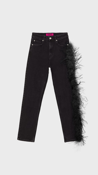P91 JEANS WITH FEATHERS