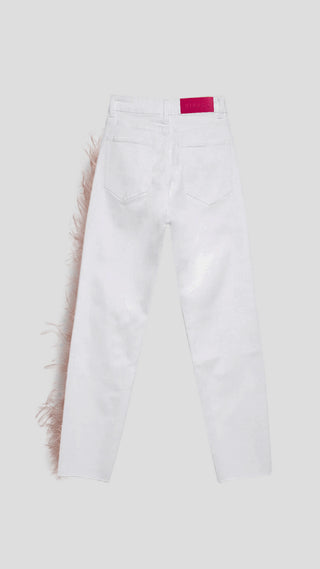 A95 JEANS WITH FEATHERS