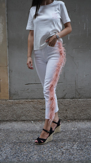 A95 JEANS WITH FEATHERS