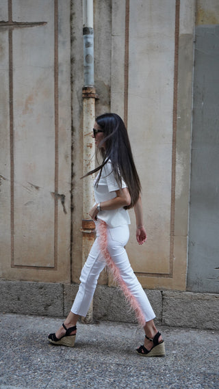 A95 JEANS WITH FEATHERS