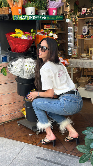 I20 JEANS WITH FEATHERS